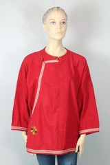 Antique Vtg Linen Hmong Tribal Ethnic Handmade Embroidered Wrap Coat Jacket L/XL
