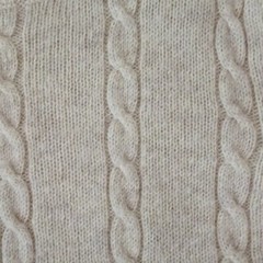 Fully Fashioned vintage wool blend cableknit sweater made in Malaysia S beige
