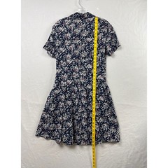 Vintage Y2k Esprit Floral Button Front Dress Womens 9/10 Navy Blue Rayon