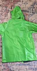 Rainskins Vintage 1980s Reversible Vinyl Rain Coat Jacket Green Blue Medium