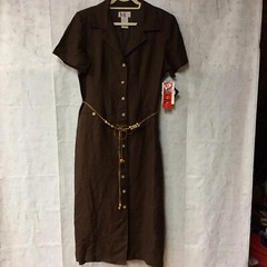 Vintage R & K Originals Dress Women’s Size 16 Brown Button Down Perfect Summer