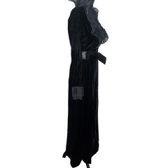Roger Milot for Fred Perlberg Vintage Black Velvet Ruffle Maxi Dress Witchy 9/10