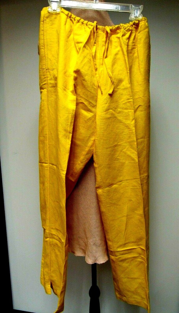 VTG MARLA KIM Dress Pants Flat Front Drawstring Back Zipper Golden Yellow L EUC
