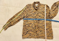 Vtg 80’s Francesca of Damon Starington Silk Button Up LS Top Wm 12 Tan Multi