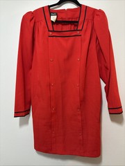 Vintage 18W Stewardess Dress Red Black Vtg Button Accents Made In USA California