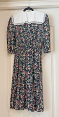 Vintage Ronni Nicole Green Maxi Dress w Cream Florals & Collar Size 6 Prairie