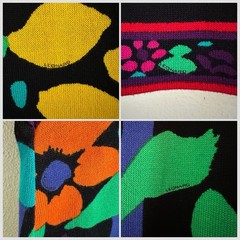 1980s Leonard Studio Italy Cotton Knit Floral Dress Hidden Logo Belted Pop Art