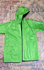 Rainskins Vintage 1980s Reversible Vinyl Rain Coat Jacket Green Blue Medium