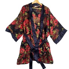 Vintage Victorias Secret Gold Label Floral Paisley Sheer Mesh Kimono Robe OSFA