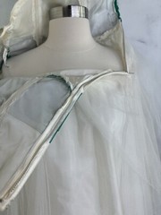 Vintage 1950s Cupcake Prom Dress SZ XS Gown Tulle Strapless white green sequence