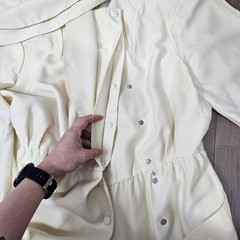 Auth Vintage Thierry Mugler 1980s Wool Cream Dress