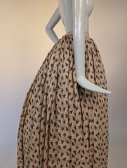 FULL VOLUME 1870’S GEOMETRIC PRINT CREPE BUSTLE SKIRT 