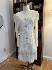Lisa Michaels Vintage Ivory Lace Top & Pleated Skirt Set Size 14 Polyester Rayon