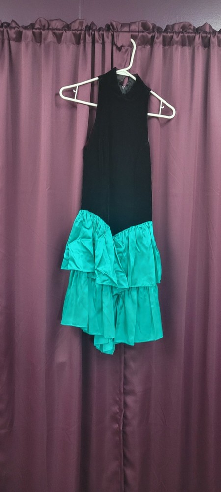 Women’s Vintage Zum Zum Black & Teal Cocktail Dress 9/10