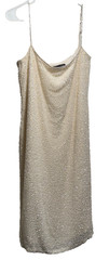 Vintage Allard Ellen Tracy White Silk Sparkly Beaded Mini Dress Formal Party