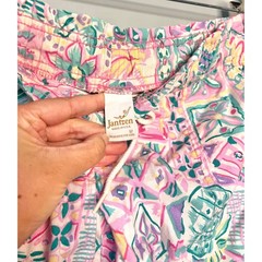 Vintage 90s Jantzen Tropical Patchwork Cotton Relaxed Baggy Long Shorts Size 12