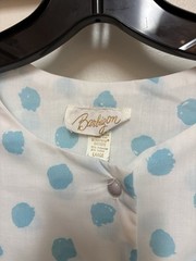 Vintage Barbizon Seraphim Batiste Blue White Polka Dot Nightgown House Dress Lg