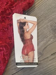 Vintage Shirley of Hollywood Open Crotch Teddy Romper Size M Red Lace New W/tag