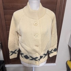 Vintage 1960’s Catalina Sweater Cardigan Chunky Knit sz 38/L cream Nordic