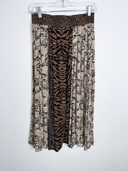 Carole Little Vintage Maxi Skirt Women’s Size 8 Boho Patchwork Tiger Print X