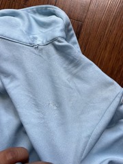 Vtg 70s Dagger Collar Blouse Medium Light Blue Disco Secretary Top Elastic Waist