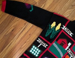 Vintage 1980s Karen Scott Handknits Vegetable Garden Turtleneck Sweater Women M