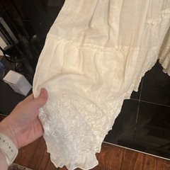 Antique Edwardian White Cotton Lace Victorian Lawn Dress XS