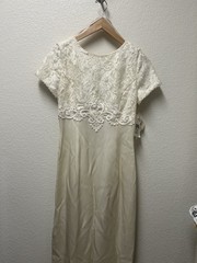 Vintage Off White Creme Lace Scott Mcclintock Long Gown Dress 8