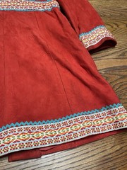 Vintage Bohemian “Suede” Sherpa Style Jacket Red Orange Boho Retro 60s 70s