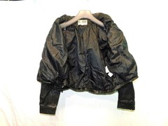Vintage G-III G3 M Black Leather Jacket Cropped Snakeskin Print V Neck Snap 80s