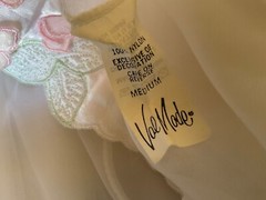 Vintage Sheer White Nylon Long Sleeve Pink Satin Top Val Mode Robe Sz.M