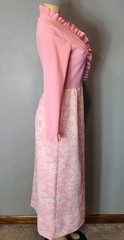 VTG Bleeker Street Dress Sz Small 60s 70s Pink Floral Ruffle Coquette Regency