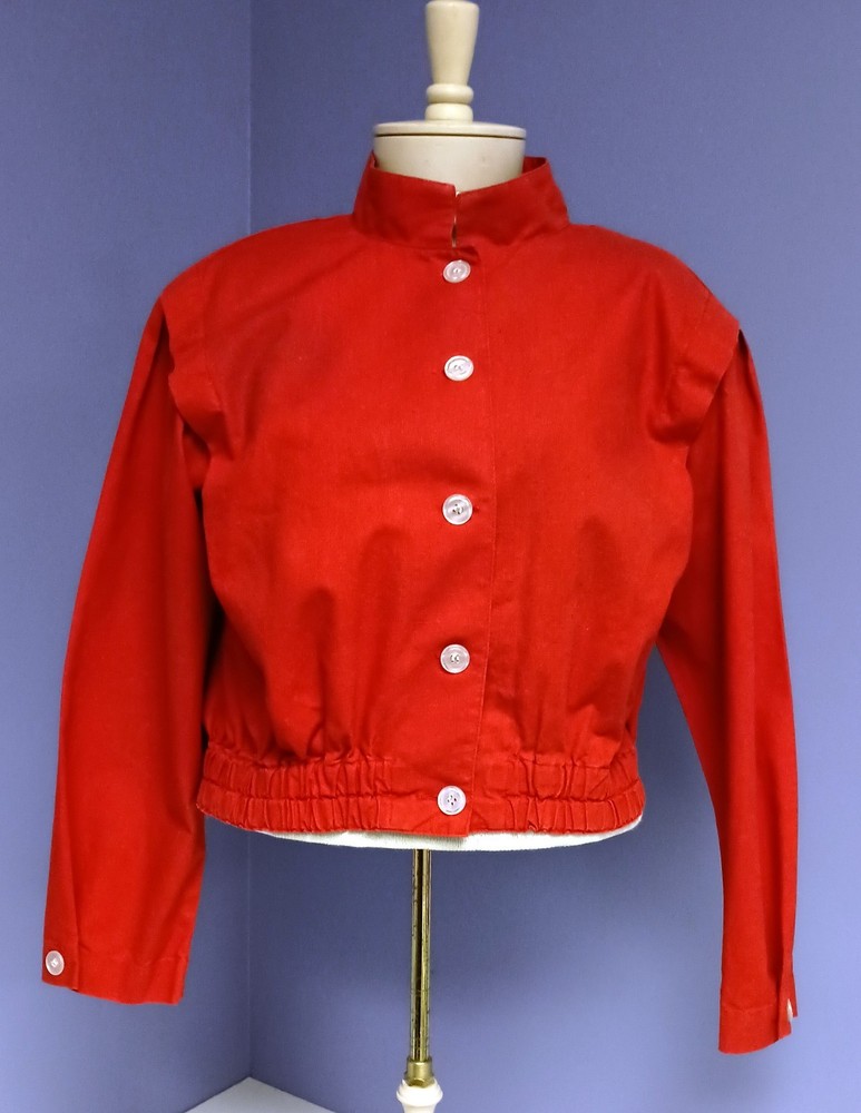 Vintage 80’s Ladies Perry Ellis America Red Linen Cotton Button Front Jacket Lg