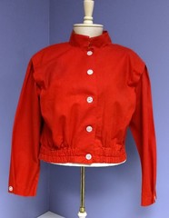 Vintage 80’s Ladies Perry Ellis America Red Linen Cotton Button Front Jacket Lg