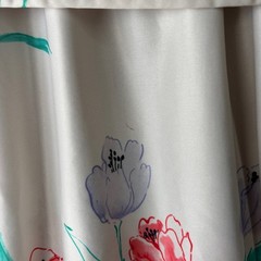Vintage 70s Floral Tulip Dress and Bolero Jacket Set Cream Red Green 2 Piece Set