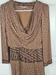 D’ore Dynasty 100% Silk Hand Beaded Party Frock L Vintage 80s Glam Costume Gala