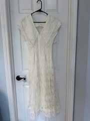 Scott McClintock White Lace Bridal Gown Small Bib Style 90s Wedding Dress Stain