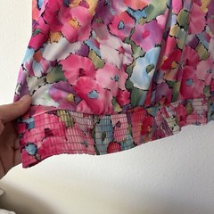 Vintage 80s Top Notch USA Watercolor Floral Blouse Smocked Hem Plus Size 26W