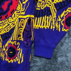 Hosanna Design Cardigan Sweater Womens Medium Purple Abstract Vintage 80s 90s
