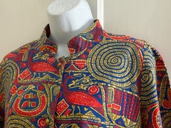 Vintage Sayburg Yellow/Blue/Red Print Cotton Robe/Dress-Size XL (No size tag)