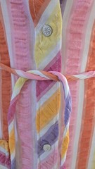 VTG 60s 70s Dynasty Psychedelic Mod Maxi Striped House Dress Robe Beach Coverup