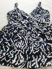 Vintage Robby Len Lane Bryant One Piece Swimsuit Dress Skirt Womens Size L/XL