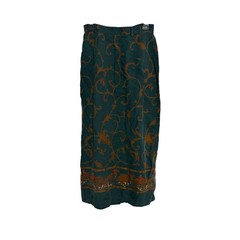 Willowbend Maxi Skirt Equestrian Fox Hunt Border Print Green Vintage 6