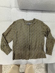 Vintage Studio Silk by Jordan 100% Silk ChainPrintBlouse XL Hidden Buttons Retro