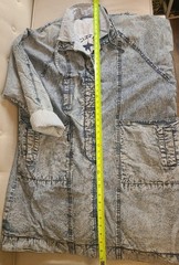 Vntg 80s Acid Wash TrenchCoat Denim Jacket Oversized Lrg By IZZI