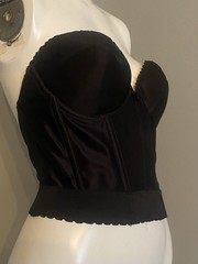 Vintage Adonna Black Nylon Strapless Corset Bustier Bra 38B Vamp Fairy Goth