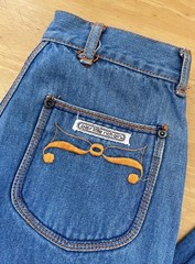 1970s Poor Little Rich Girl Jeans | 24” Waist x 33” | Vintage Flared Bells RARE!