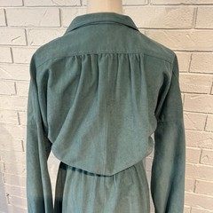 Vintage 60s Alfred Werber Green Belted Shirt Dress S/M