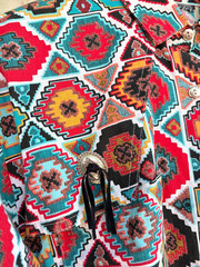 Vintage Southwestern Western Shirt Womens S Aztec Geometric Print Snap Front USA