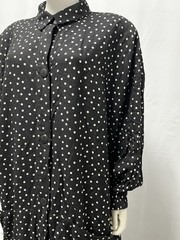 Vintage Harper Greer Black Dots Relaxed Modernist Tunic Shirt Dress Womens M